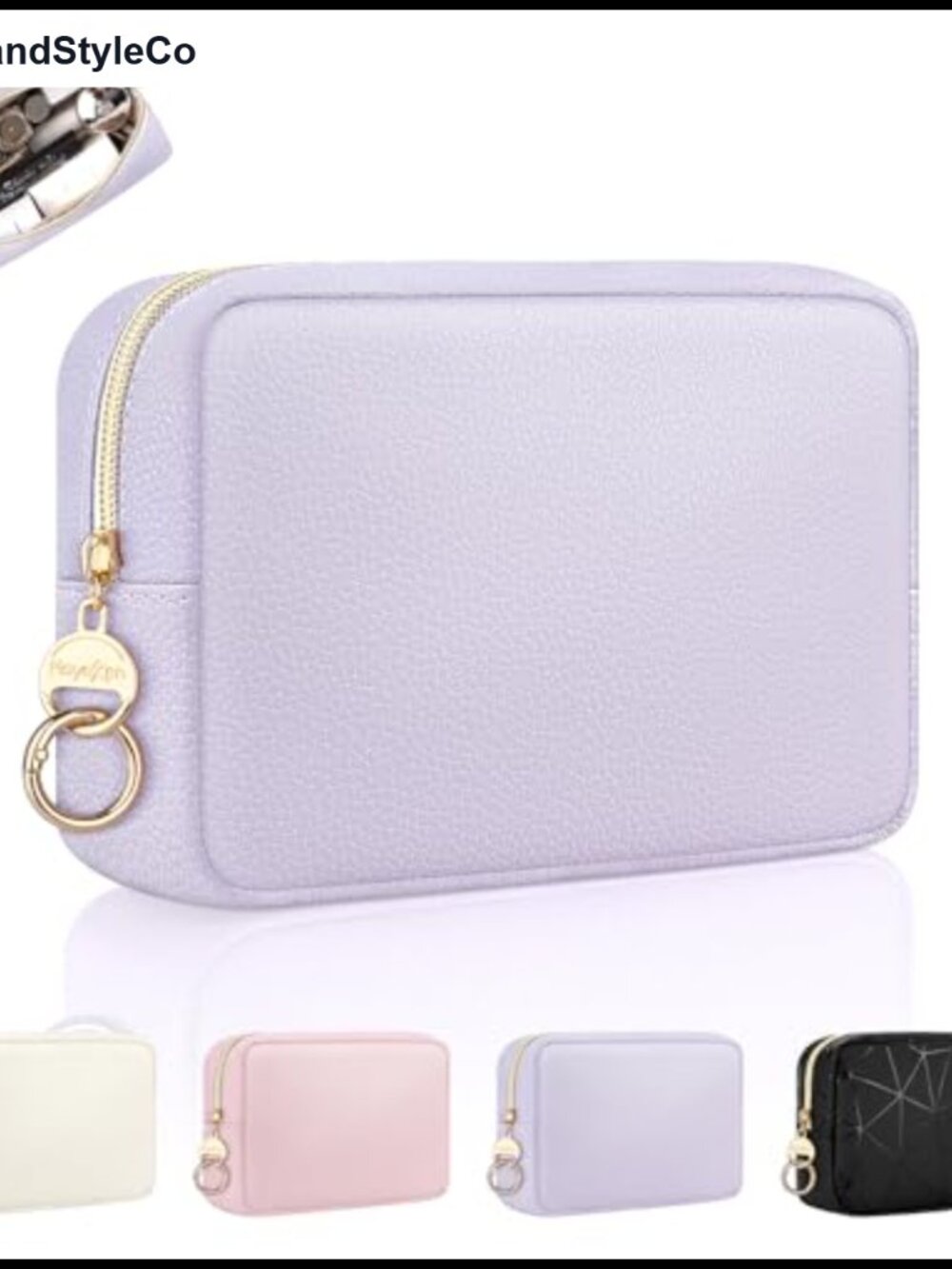 Small Multi Pocket PU Makeup Bag Mini Cosmetic Pouch for Purse Travel